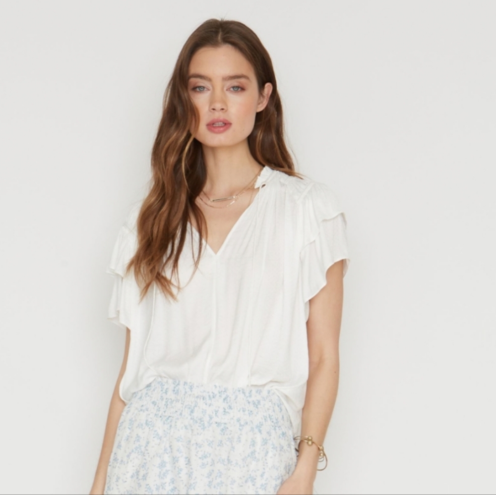 Caballero Kelsie White Dot Top EUC.